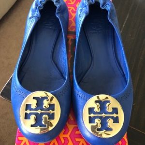 Tory Burch Reva Flats- Blue Nile/Gold